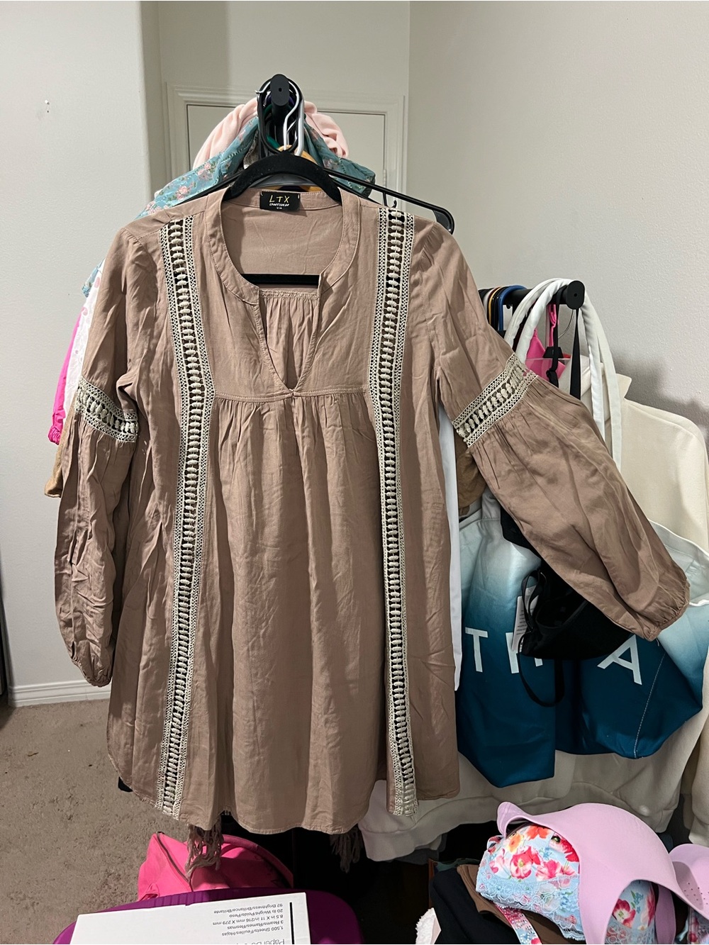 LTX Sportswear Bohemian Style Peasant Tunic Blouse